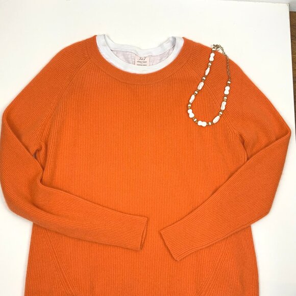 Cinq à Sept Orange 100% Cashmere White T-Shirt Layered Knit Sweater Sz M - Picture 10 of 16